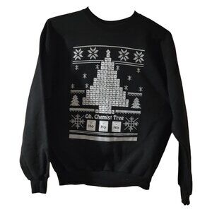 Chemist Tree Periodic Table Christmas Tree Black White Sweatshirt Sweater Medium